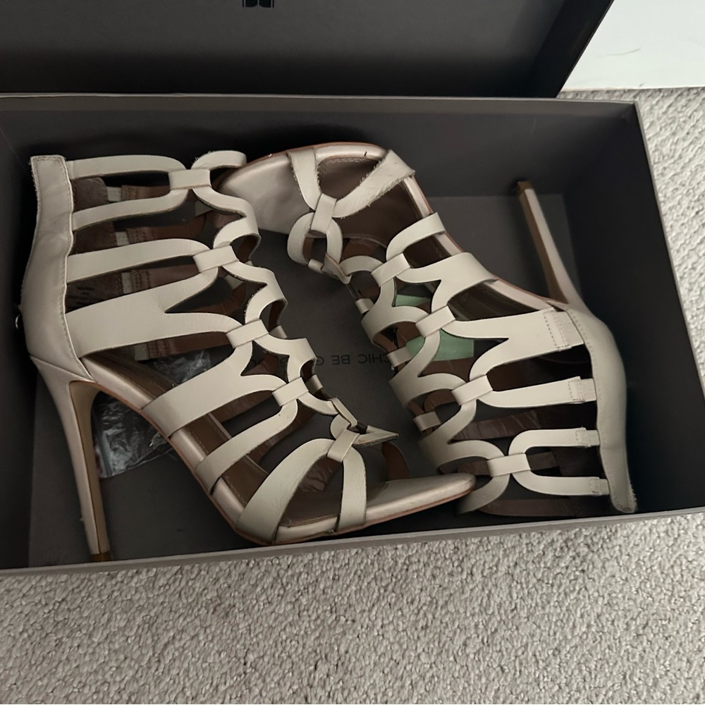 BCBGMaxAzria Vicenza Elegant Leather Strappy Heels